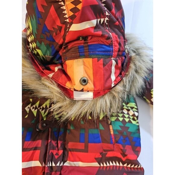 Polo Ralph Lauren Down Puffer Snowsuit Southwest Aztec Faux Fur 9 Mo. - Picture 3 of 10